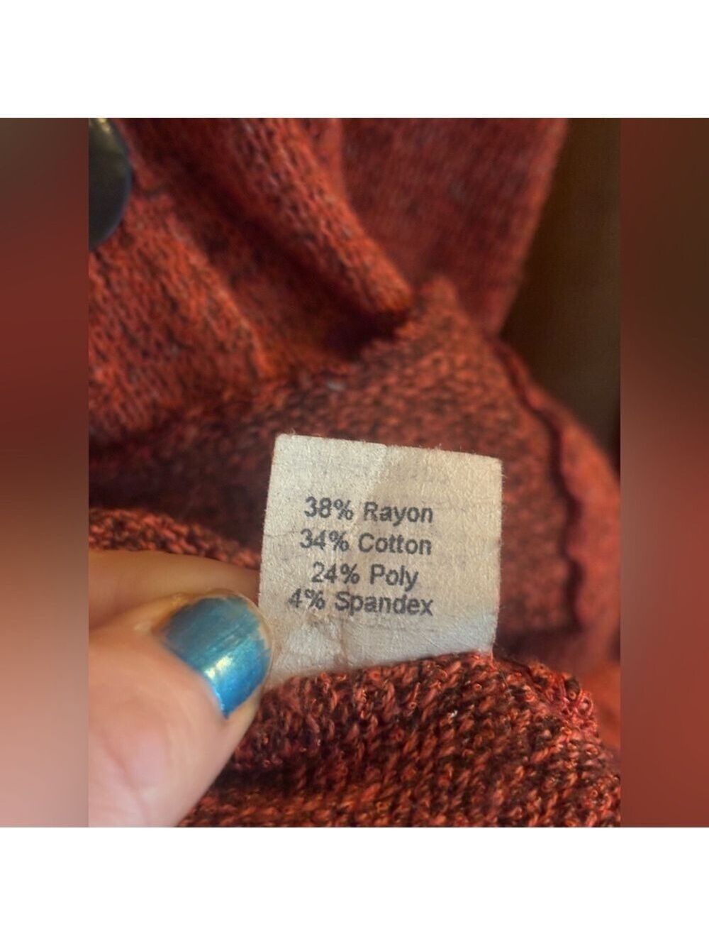 FENINI Designer Burnt Orange Textured Knit Cardigan • Artful Layering•Fits M–XL - Picture 13 of 17